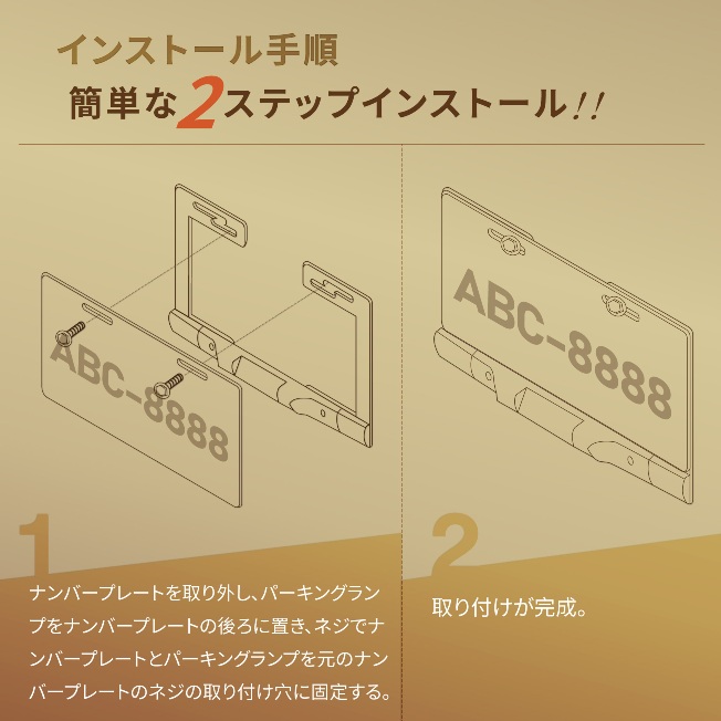 2ステップの簡単取り付けで、簡単に完了します。